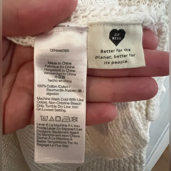 Madewell Bobble Sleeve Cardigan, Cream 1X - Picture 7 of 7